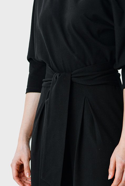 Shop Asymmetric shoulder cotton jersey palazzo jumpsuit | eShakti