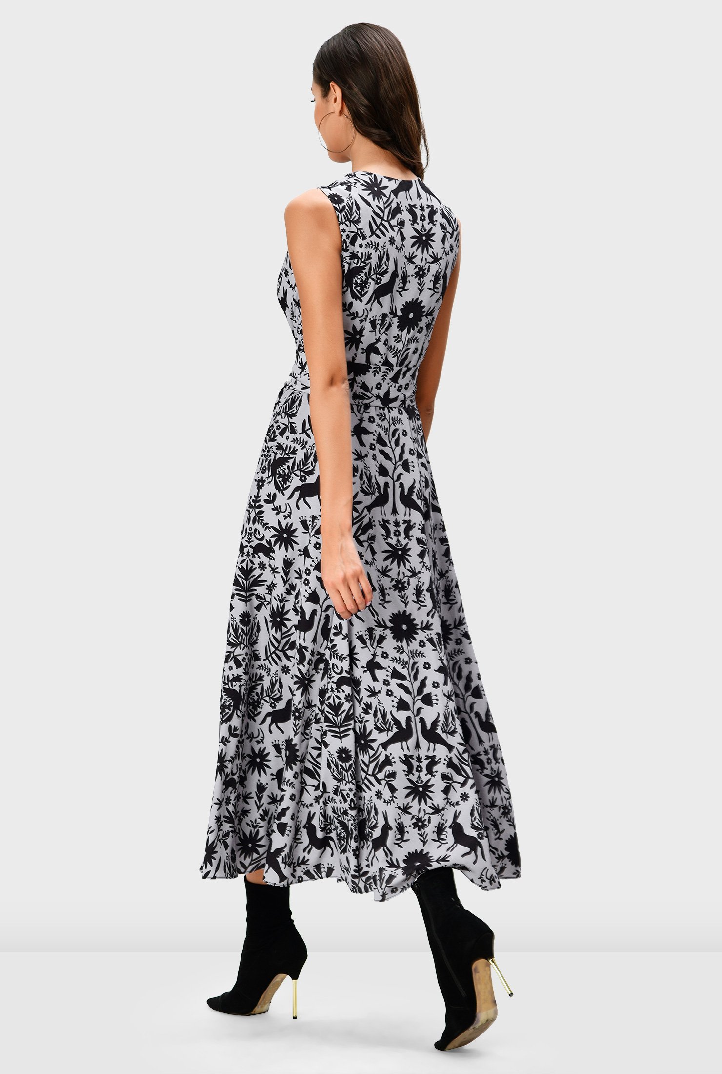Shop Flora fauna print crepe wrap dress | eShakti