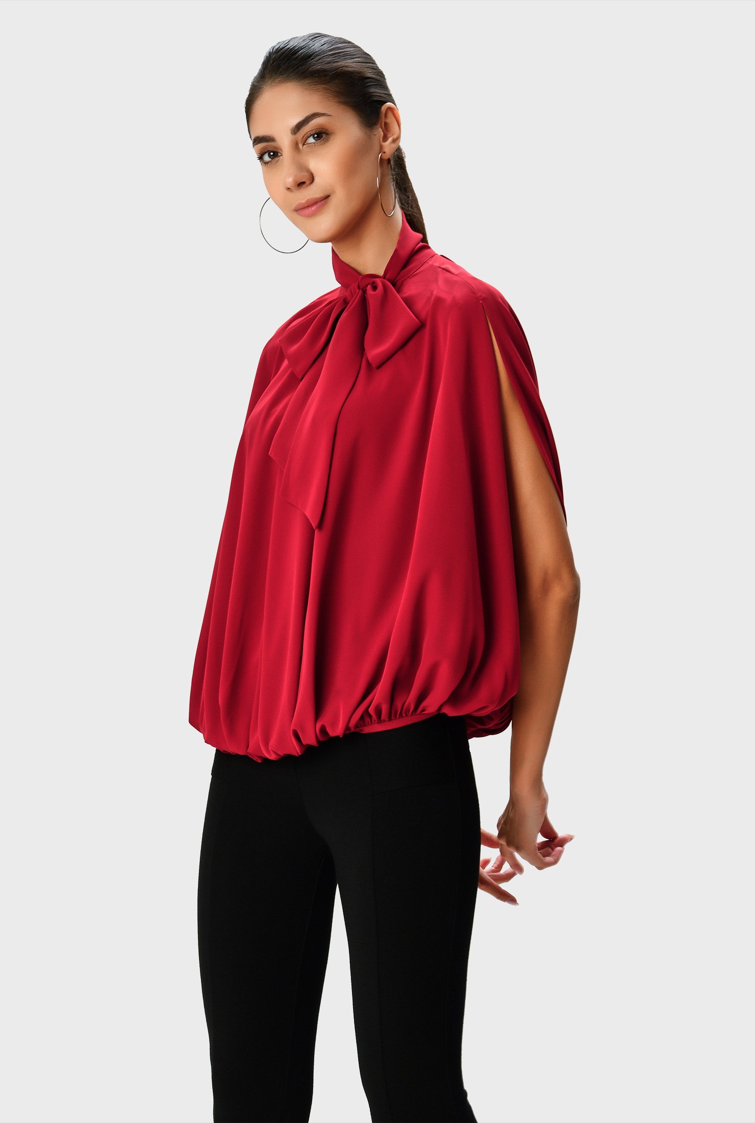 Women's Washable Stretch Silk Dolman Sleeve Blouse