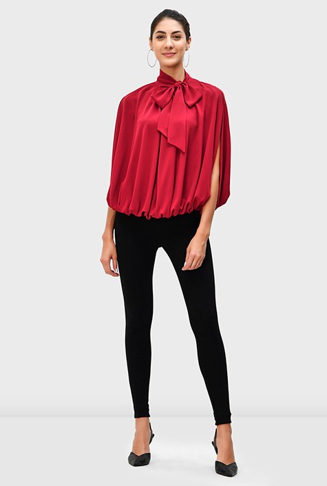 Cape sleeve crepe blouse