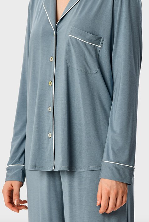 Shop Contrast trim modal jersey pajamas