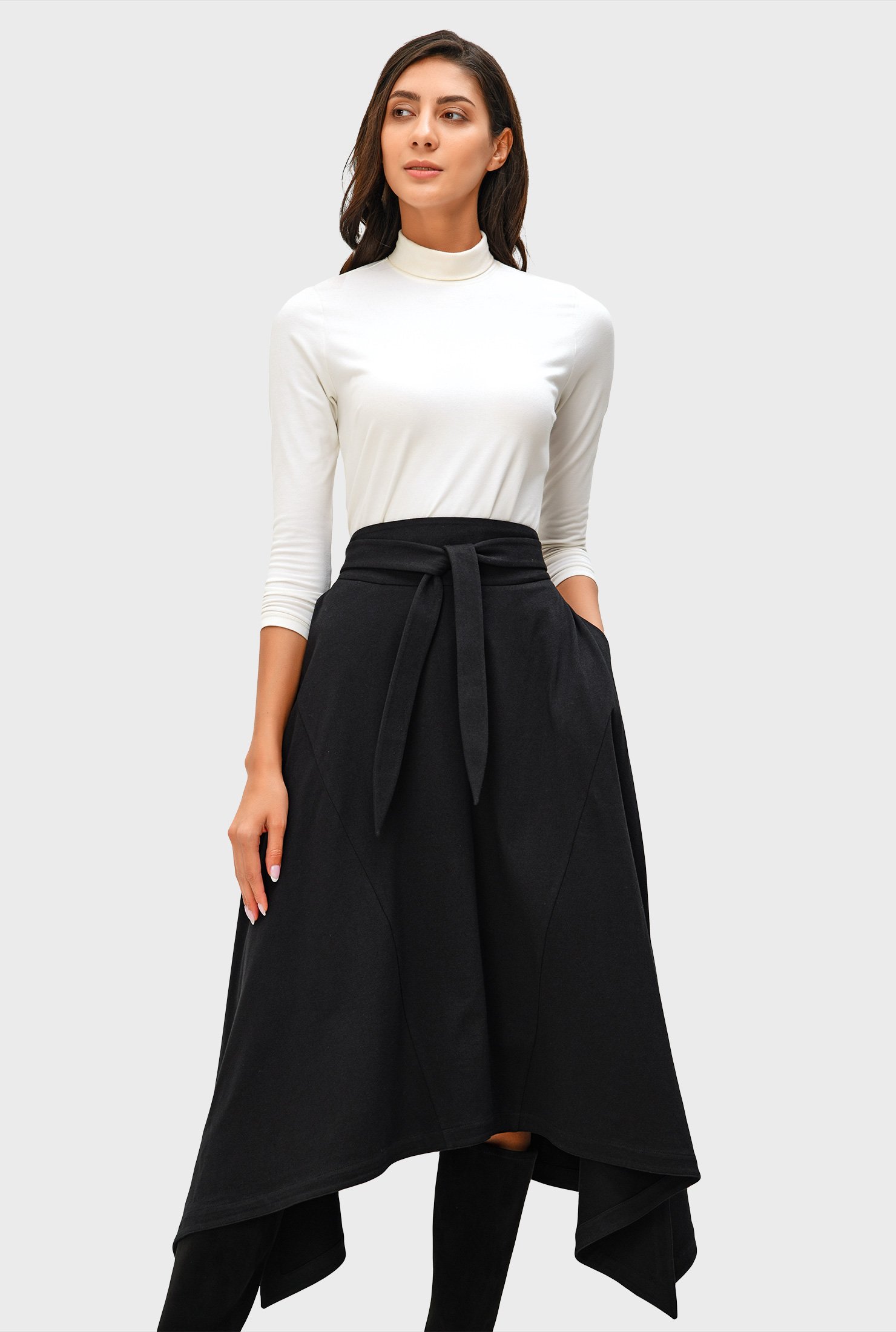 Shop Asymmetric hem cotton jersey skirt | eShakti