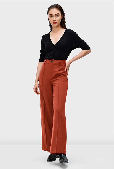 Buy DKNY Wide Leg Satin Back Crepe Trousers, Electric Fuchsia, 6 at  Amazon.in