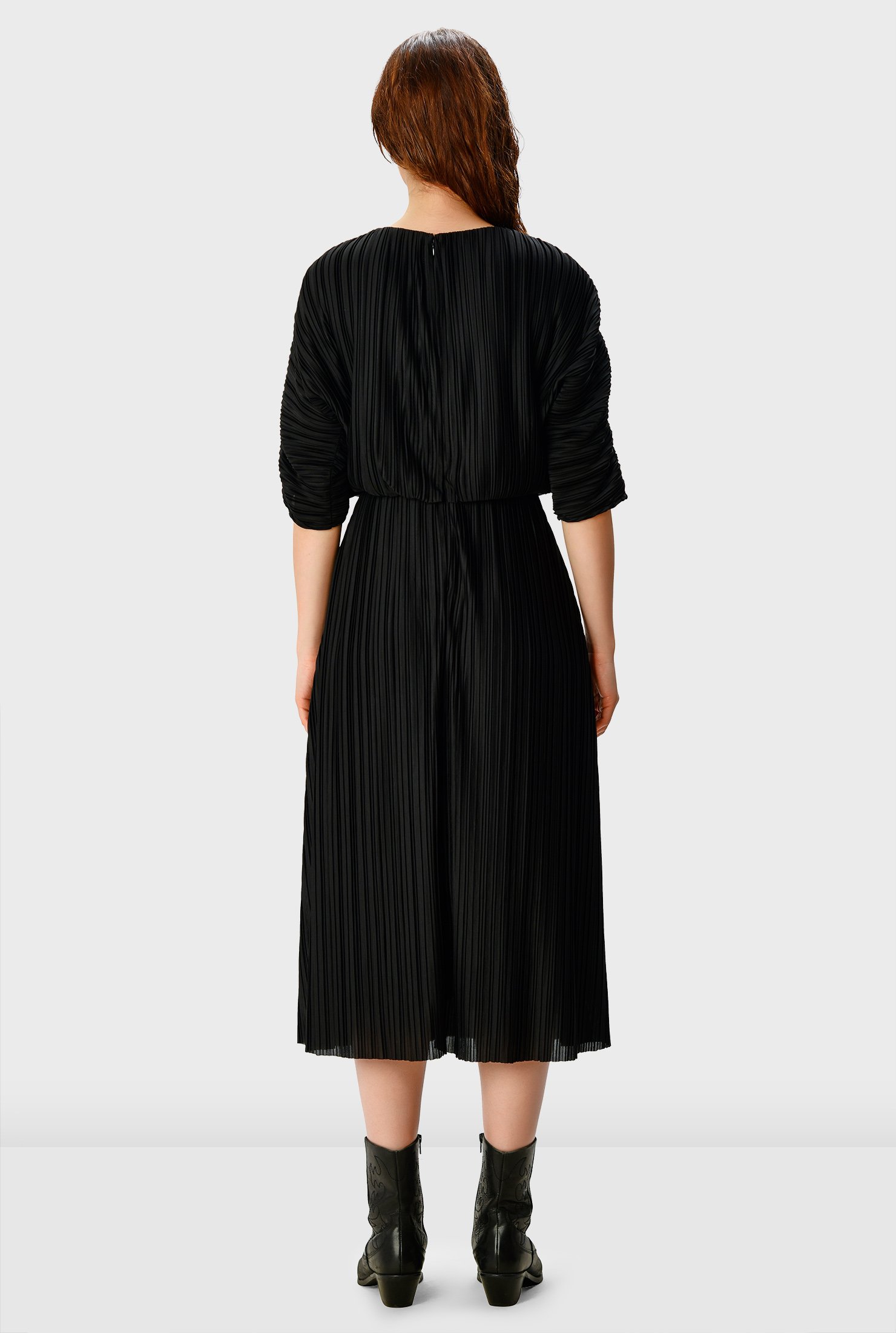 pleated elastic waist dress