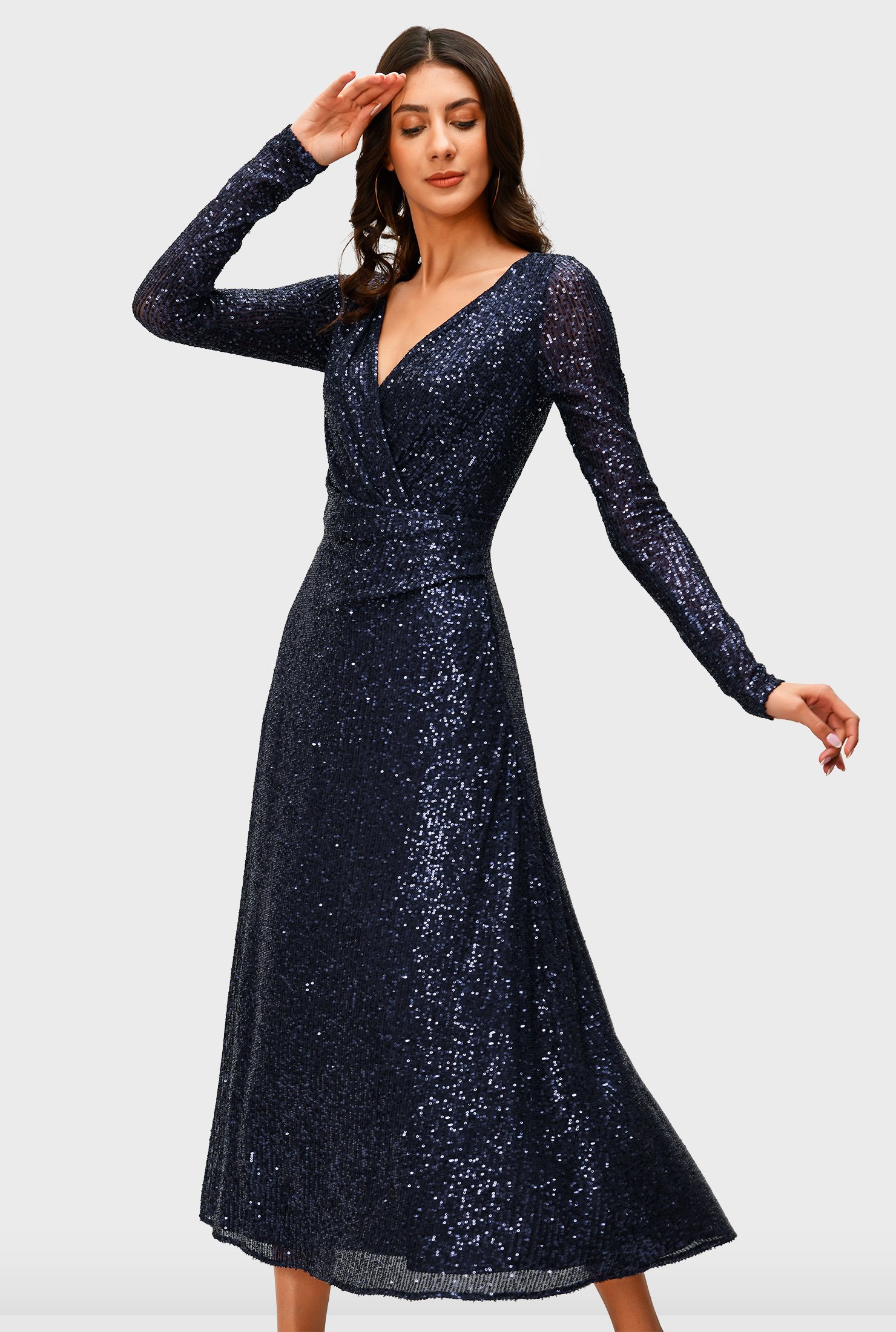 Sequin Surplice Dress