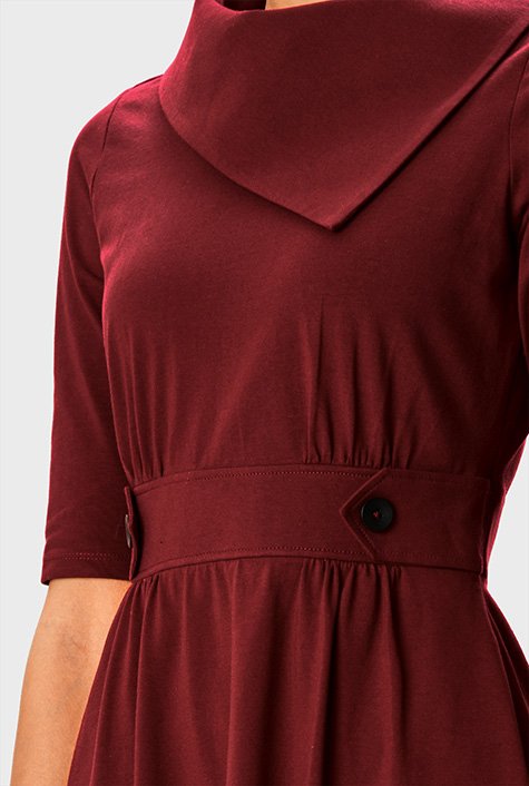 Asymmetric collar cotton jersey dress