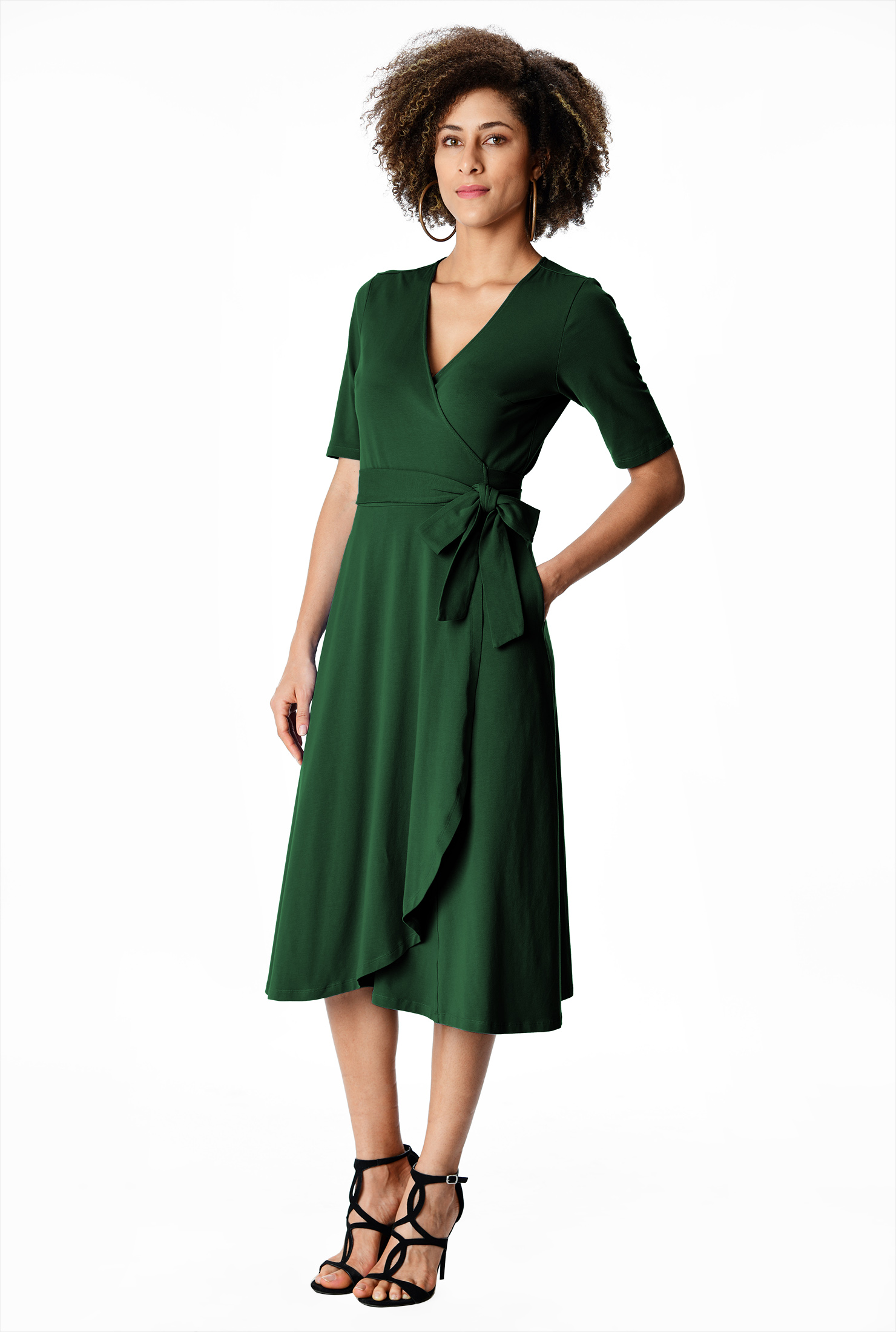 Shop Cotton jersey wrap dress eShakti