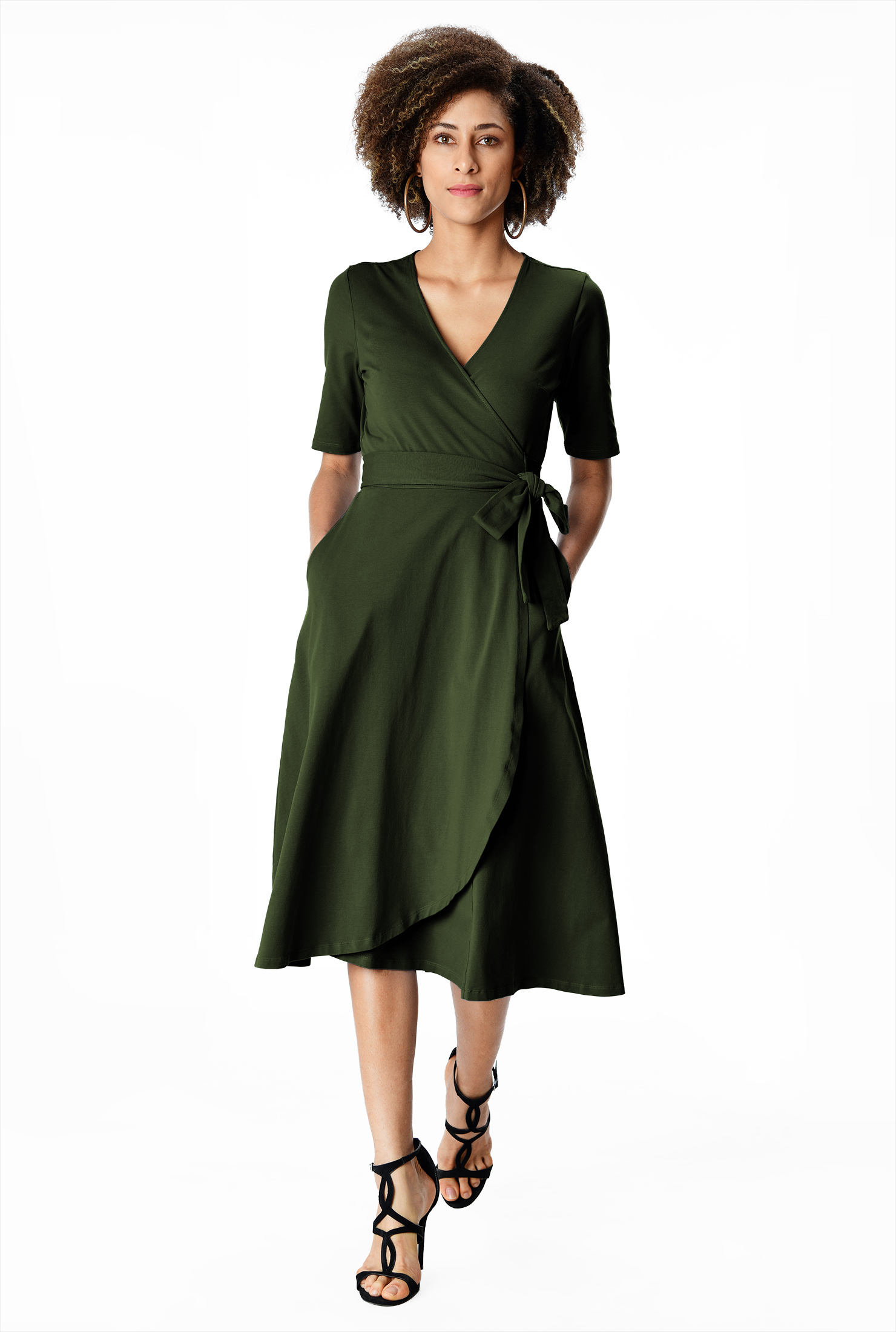 Shop Cotton jersey wrap dress eShakti