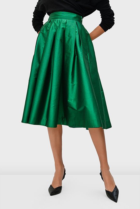 Women's Poly Crepe Pleated Midi Skirt