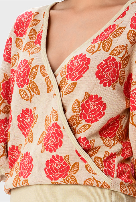 Shop Rose jacquard linen cotton sweater | eShakti