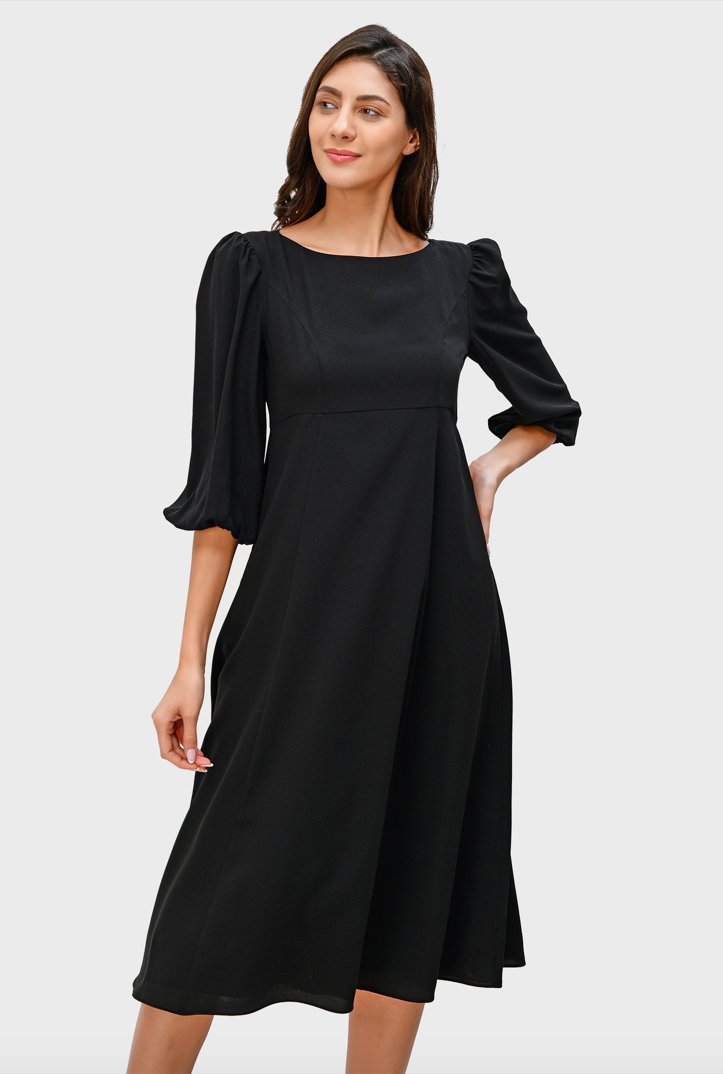 Shop Empire A-line crepe dress | eShakti