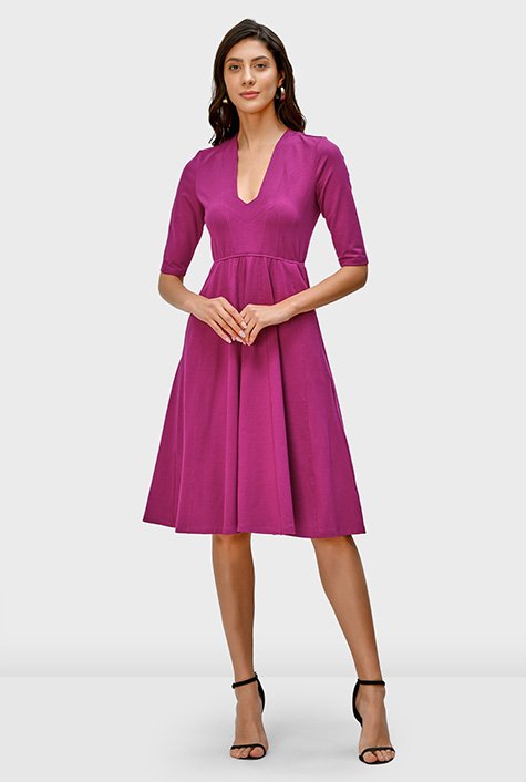 Cotton jersey fit-and-flare dress