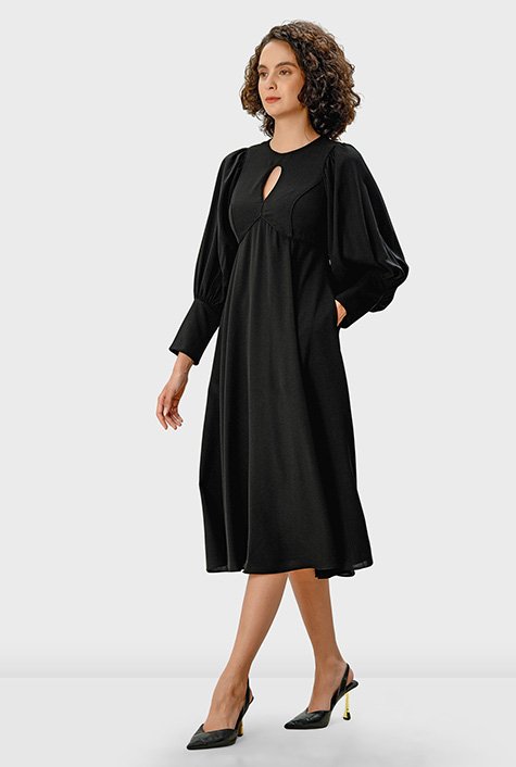 Keyhole front crepe empire dress