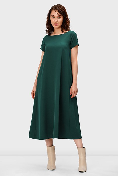 Stretch crepe shift dress