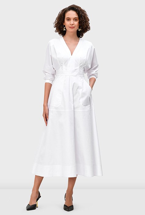 Dolman sleeve cotton poplin dress