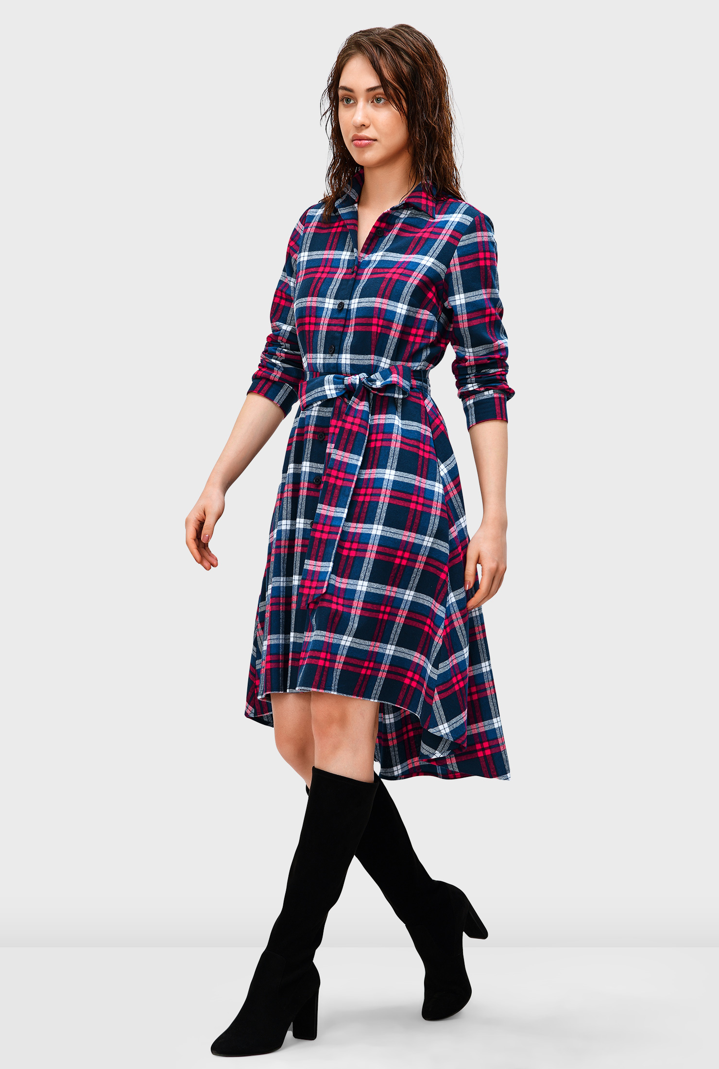 high low flannel dress