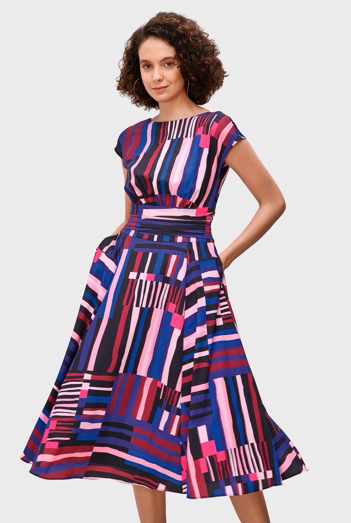 striped pleated dress