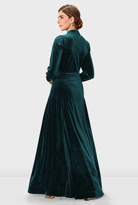 Shop Keyhole front stretch velvet maxi dress | eShakti