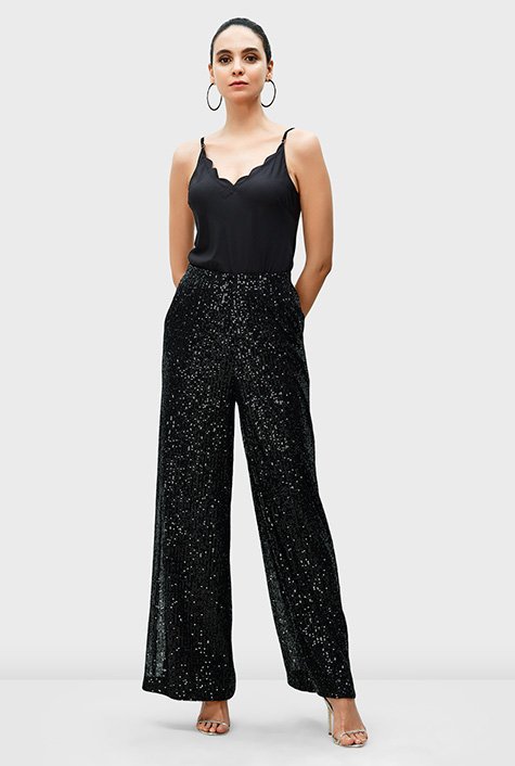 Buy Black Embroidered Rayon Trousers Online  Libas