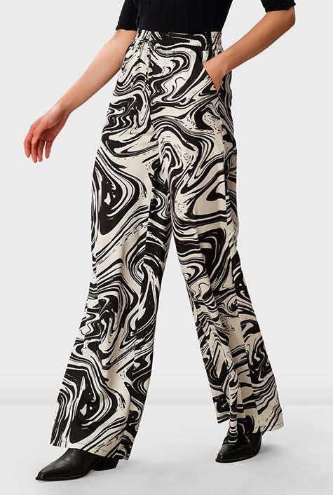 Shop Abstract print crepe palazzo pants