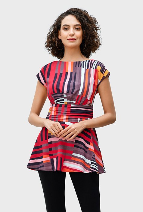 Red and white striped 2025 peplum top