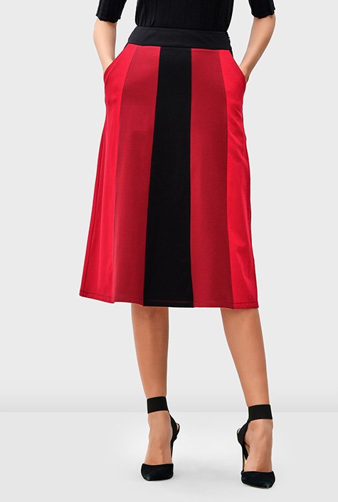 Shop Linear color block cotton jersey skirt | eShakti