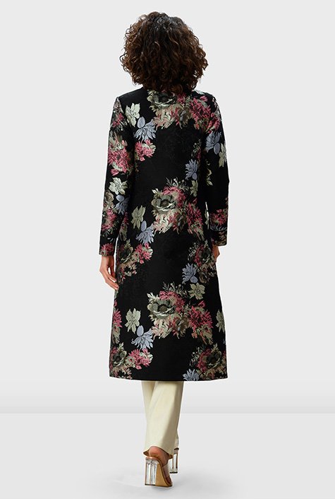 Floral jacquard long jacket