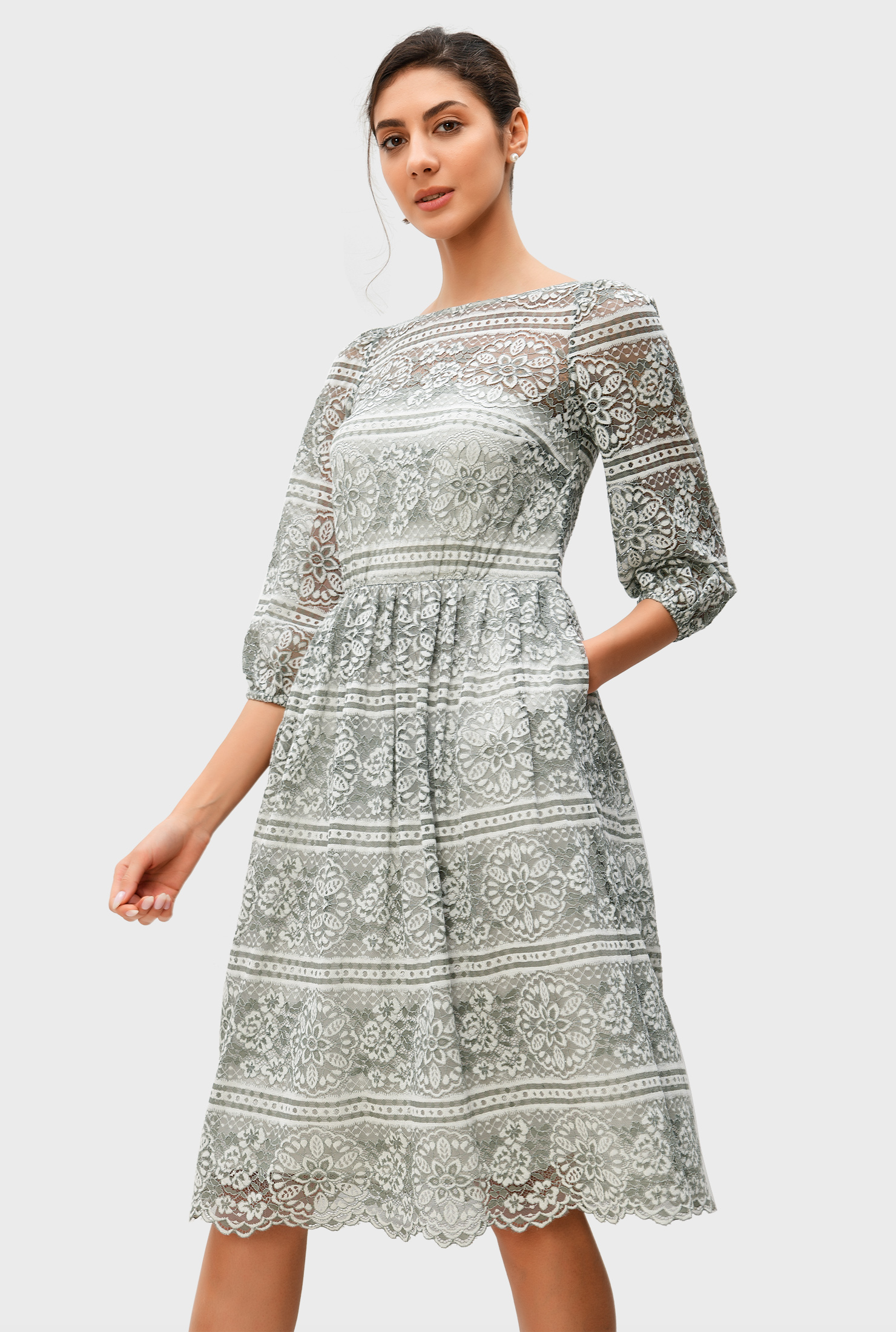 floral lace fit and flare dress
