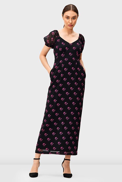 Shop Floral print georgette empire dress | eShakti
