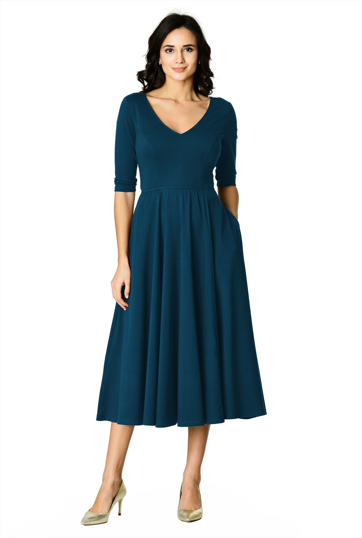 Shop Cotton jersey fit and flare dress ...