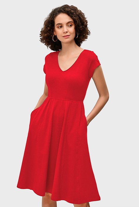 Cotton jersey fit-and-flare dress