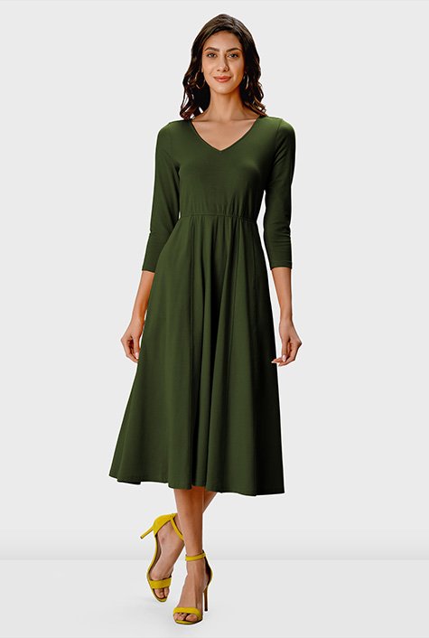 Shop Cotton jersey fit and flare dress eShakti