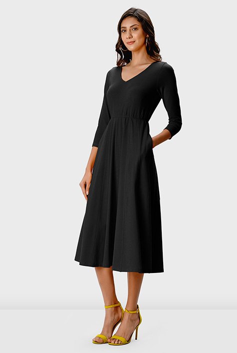 Cotton jersey fit-and-flare dress