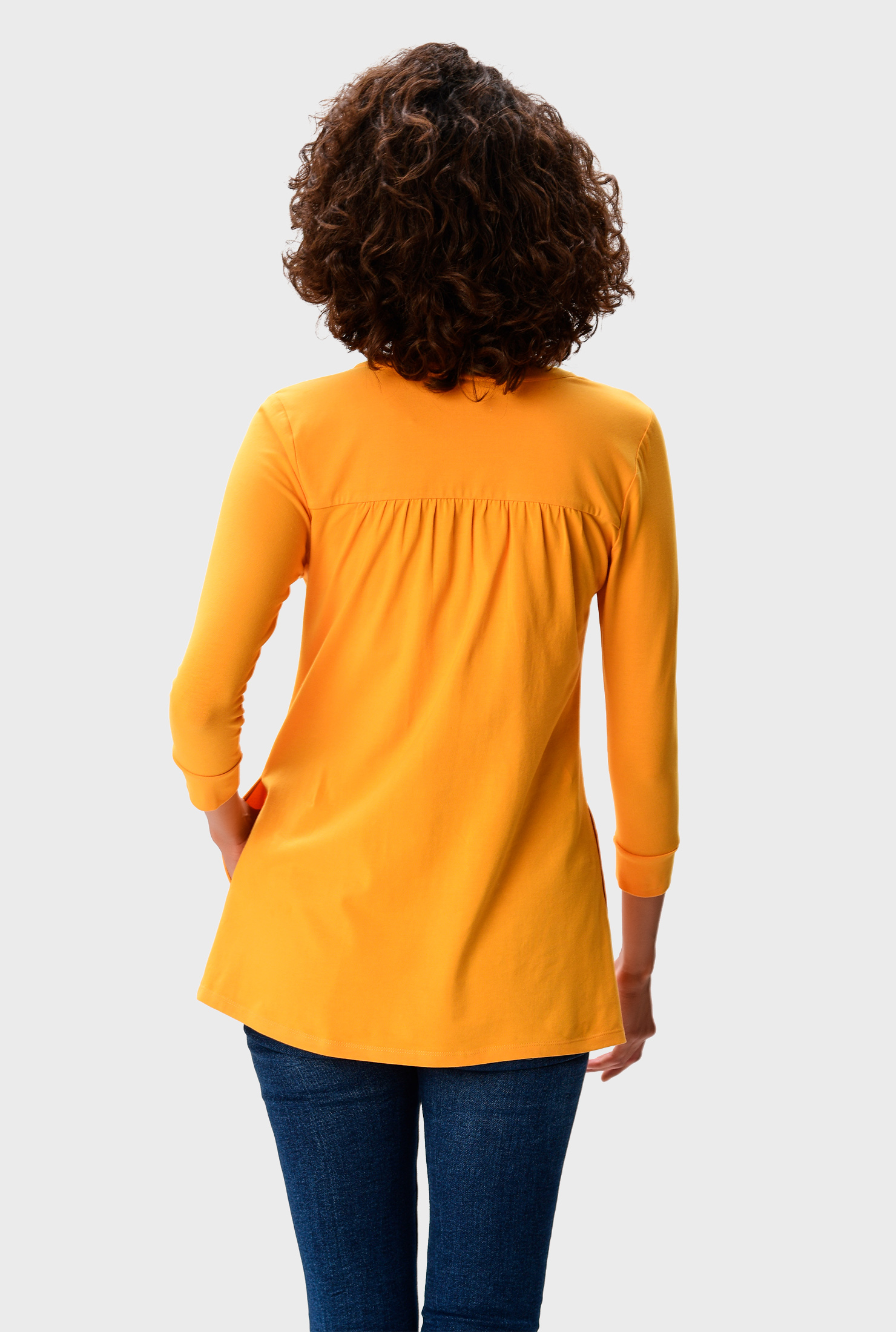 Shop Pintuck pleat cotton jersey top eShakti