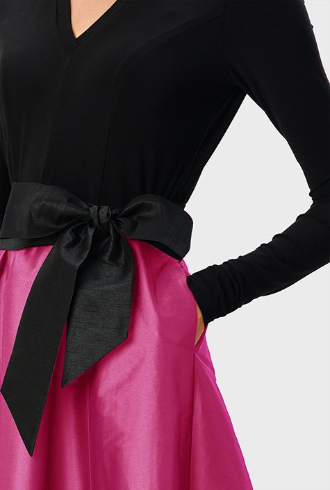 Gucci Pink & Black Knit Bow Detail Midi Dress XL Gucci