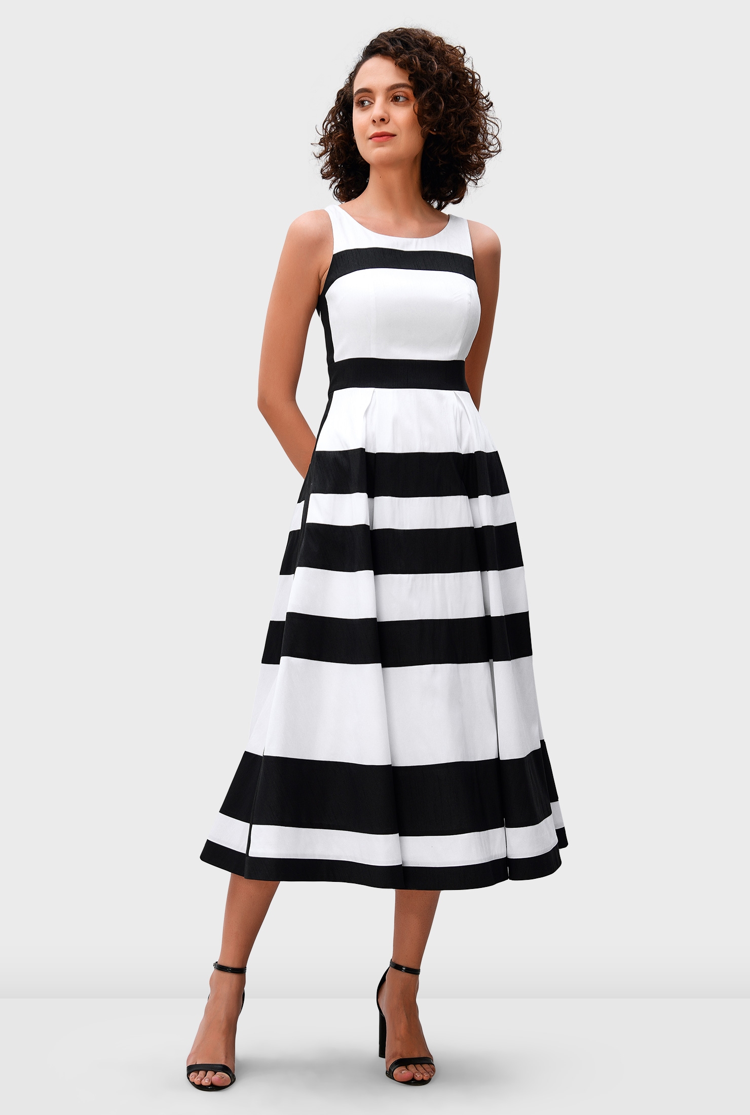Shop Banded stripe dupioni colorblock dress | eShakti