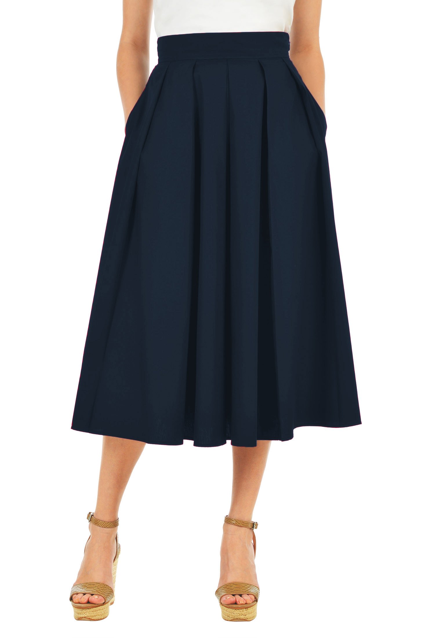 Shop Pleated cotton poplin full skirt | eShakti