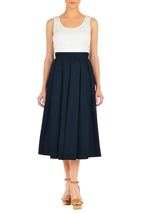 Shop Pleated cotton poplin full skirt | eShakti