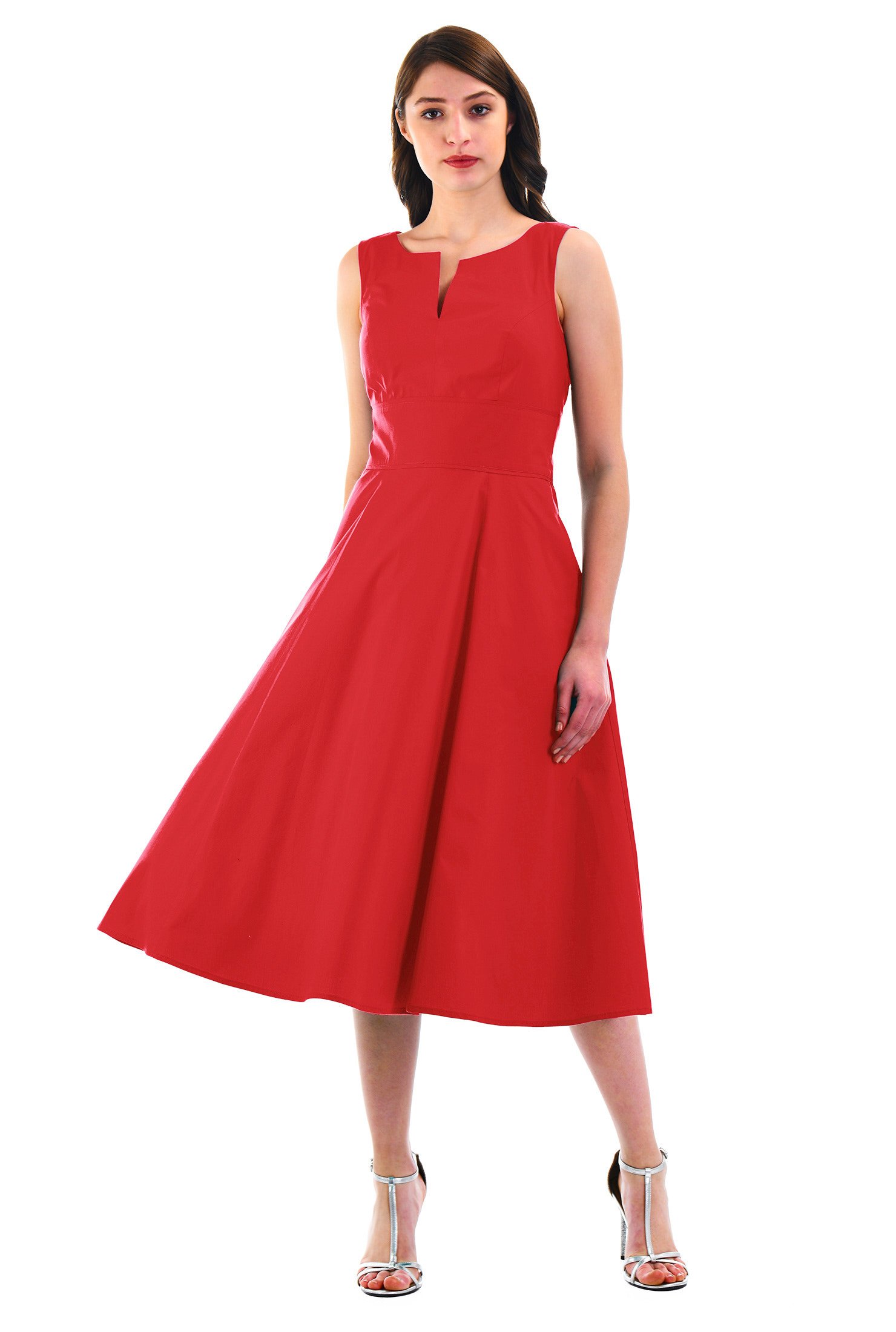 Cotton poplin fit-and-flare dress