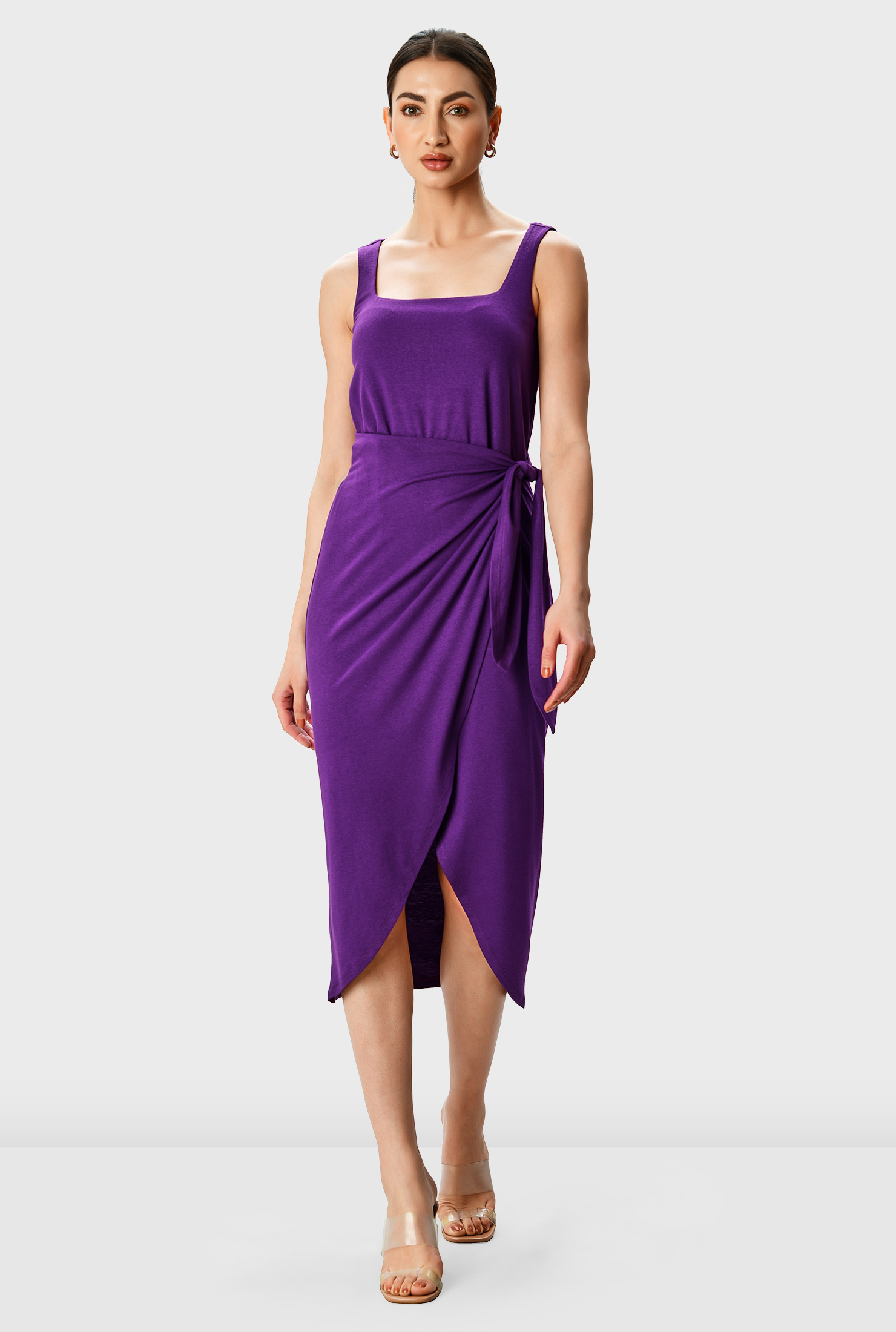 Shop Tulip hem soft jersey wrap dress eShakti