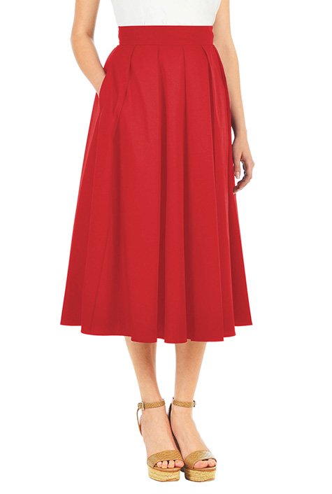 Shop Pleated cotton poplin full skirt | eShakti