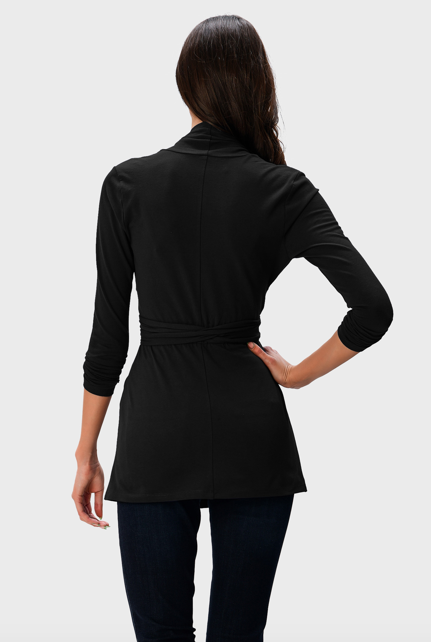 Shop Obi belt cotton jersey wrap tunic eShakti