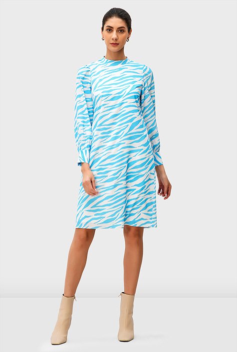 Animal print crepe shift dress