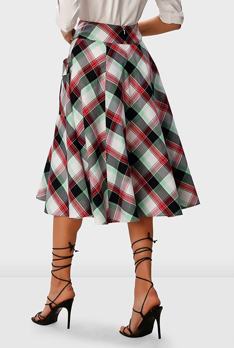 Plaid Full Sweep Elasticized Waistband Skirt