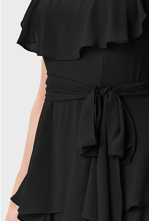 Shop Ruffle tier chiffon maxi dress | eShakti