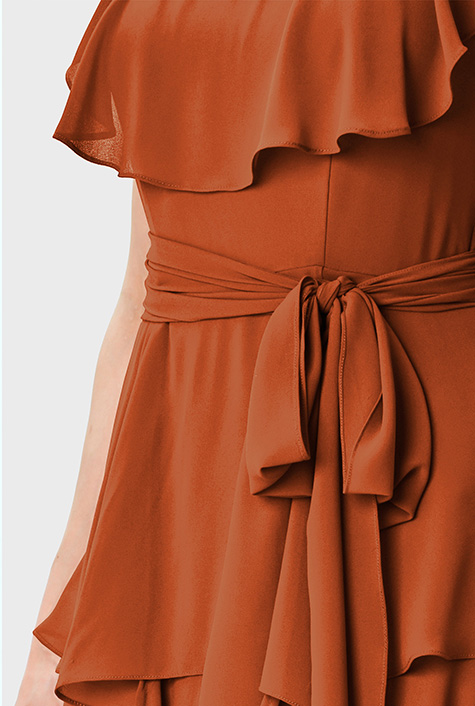 Shop Ruffle tier chiffon maxi dress | eShakti