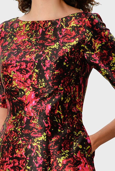 Shop Abstract floral dupioni dress |