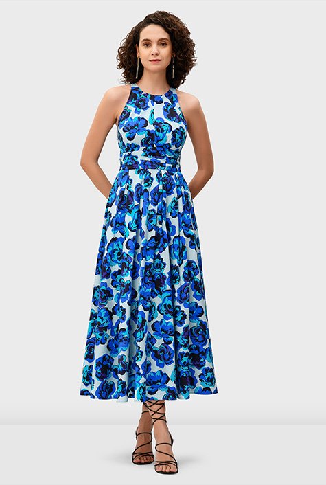 Shop Floral print cotton poplin Chelsea dress | eShakti