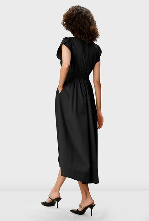 Shop High-low hem cotton poplin sash tie dress