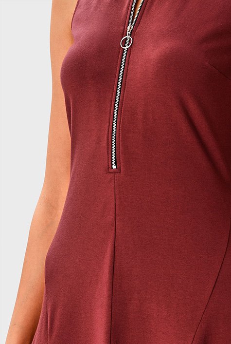 Shop Zip front cotton jersey high-low A-line dress